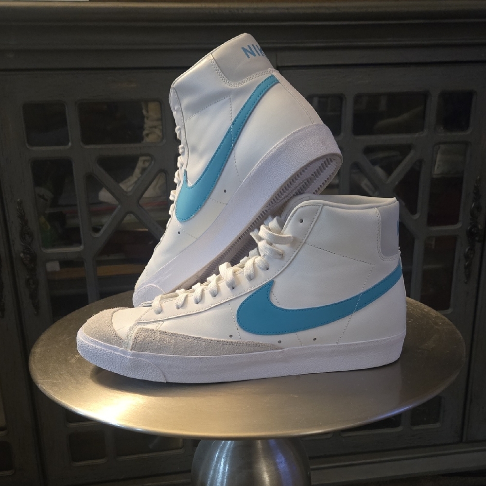 Nike White and Aqua High-Tops